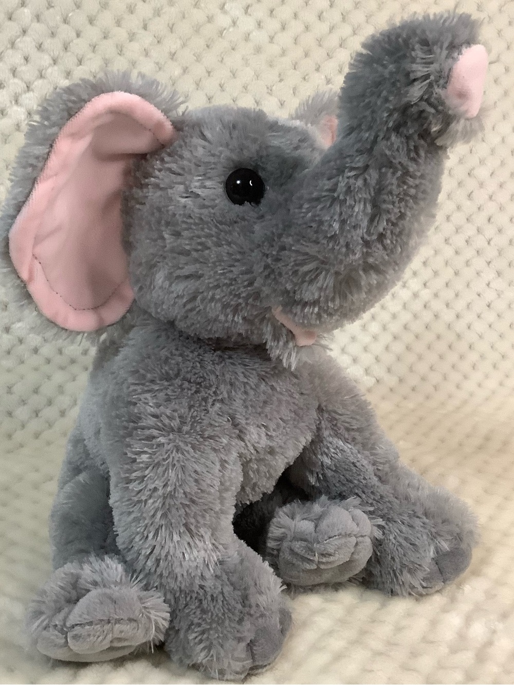 Ty Classic Gray Plush Elephant W Pink Ears Stuffed Animal Toy